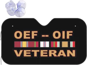 Operations Enduring Freedom (OEF) and Iraqi Freedom (OIF) Veteran Windshield Sun Shade, Foldable Car Sunshade with UV Block Car Front Window for Auto Windshield Covers Trucks Cars (Medium)