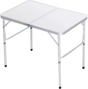 Outdoor Folding Picnic Table with Adjustable Heights Legs, Aluminum Foldable Camping Table, Portable Dining Tables with Handle for Patio Camp Beach Party BBQ