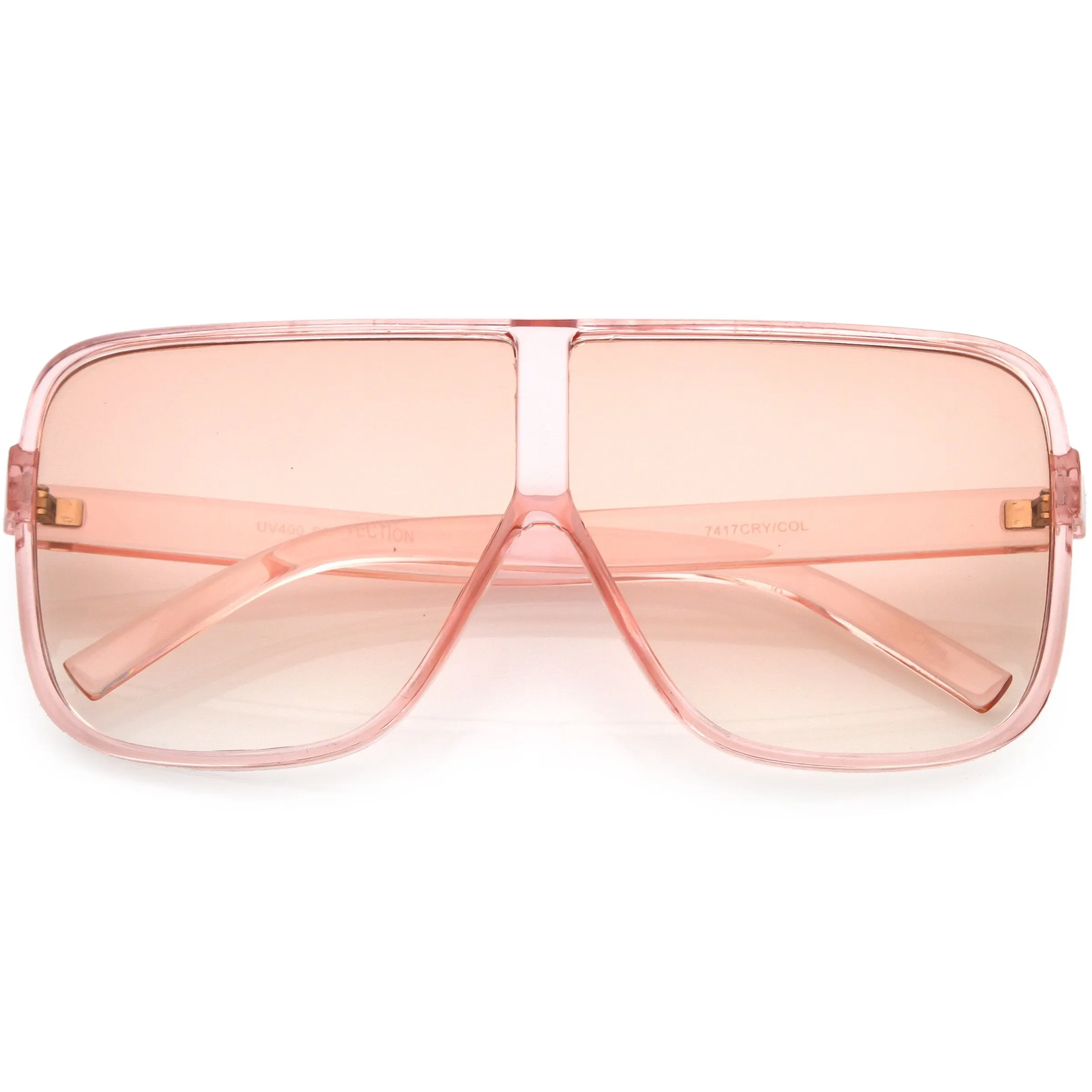 Oversize Festival Flat Top Translucent Color Tone Sunglasses C582