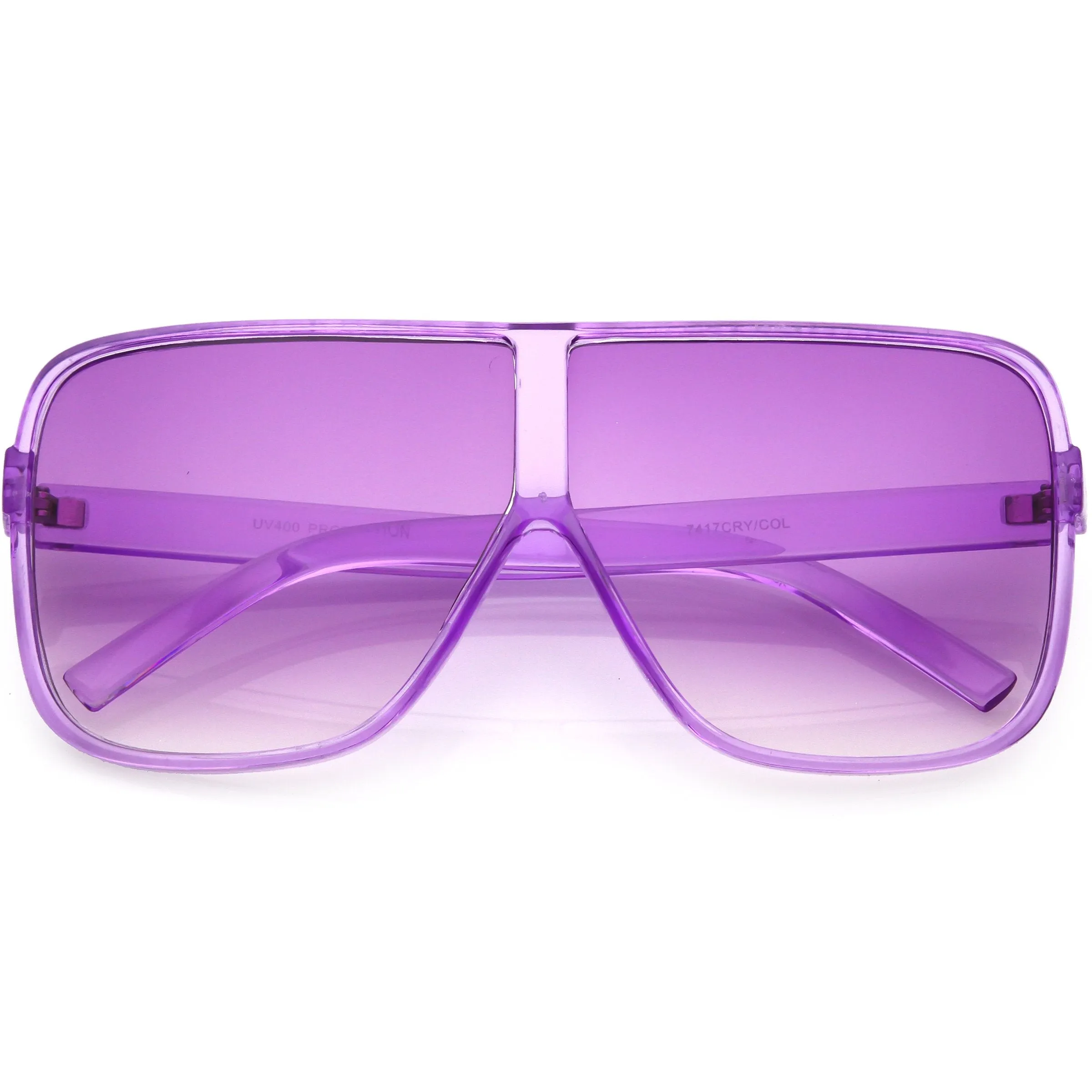 Oversize Festival Flat Top Translucent Color Tone Sunglasses C582