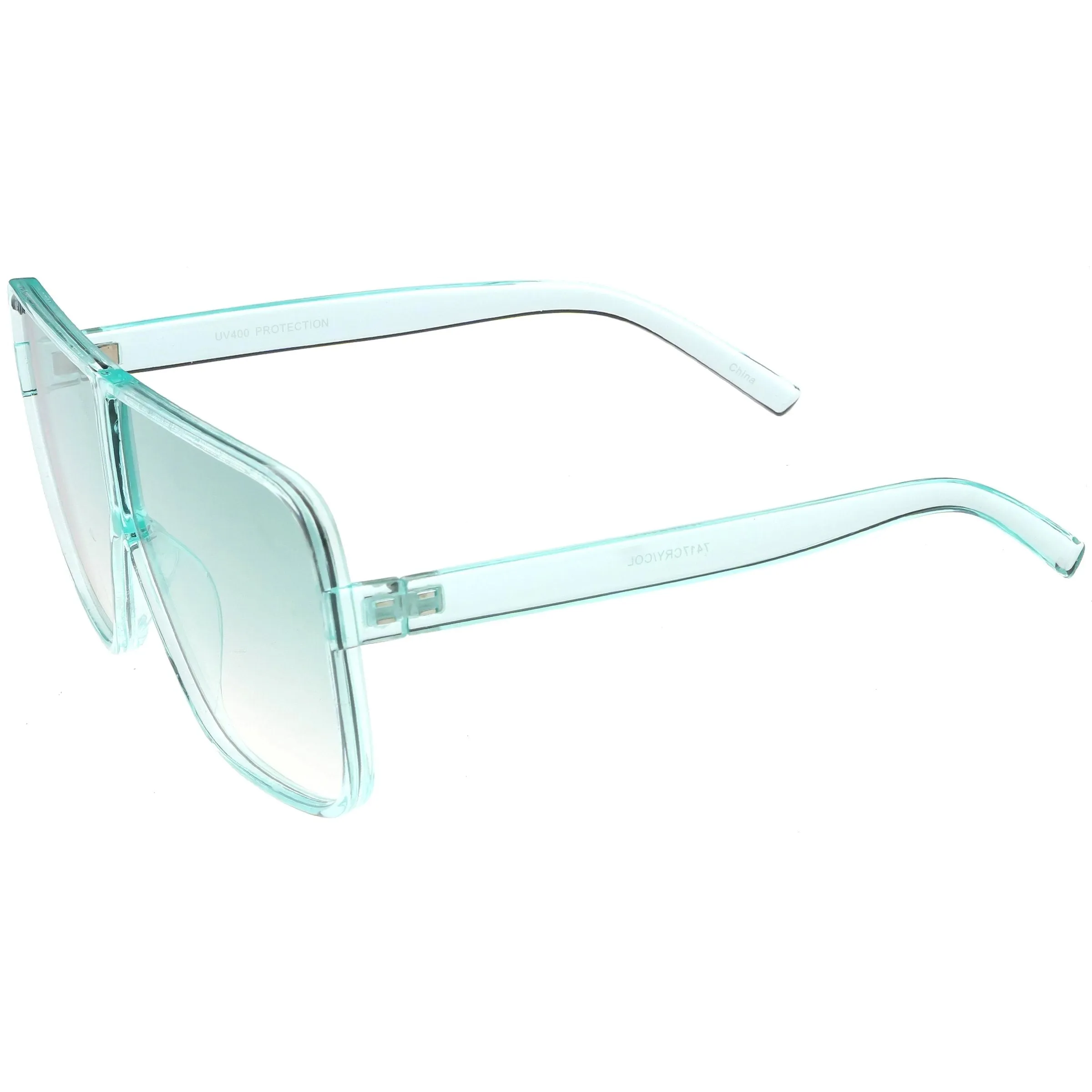 Oversize Festival Flat Top Translucent Color Tone Sunglasses C582