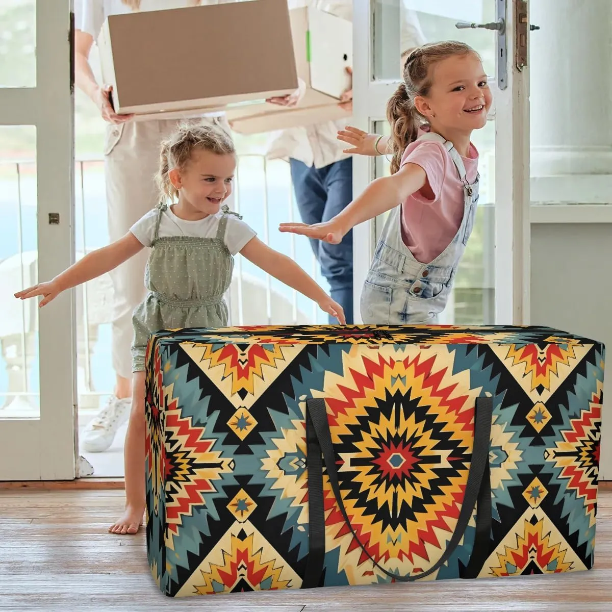 Oversized Moving Bags Aztec Western Waterproof Storage Totes Large Storage Bags for Clothes Packing Bags for Moving Travel & Clothes Storage