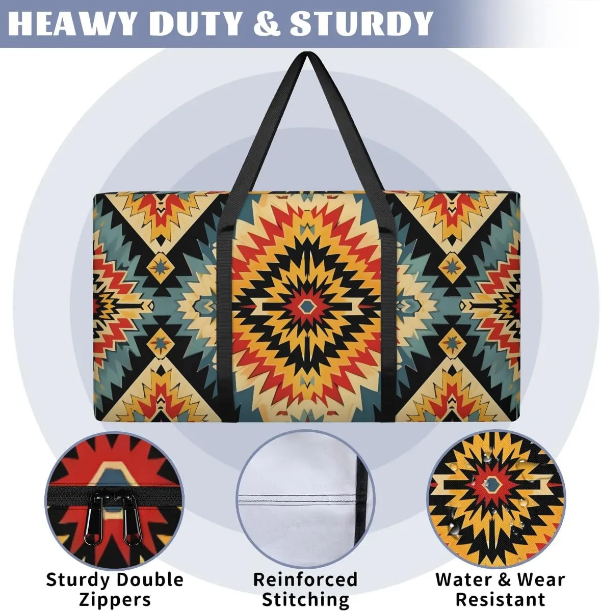 Oversized Moving Bags Aztec Western Waterproof Storage Totes Large Storage Bags for Clothes Packing Bags for Moving Travel & Clothes Storage