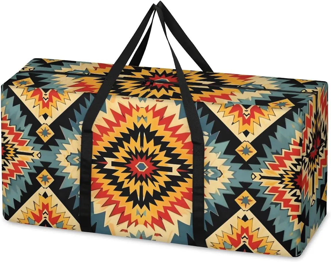 Oversized Moving Bags Aztec Western Waterproof Storage Totes Large Storage Bags for Clothes Packing Bags for Moving Travel & Clothes Storage
