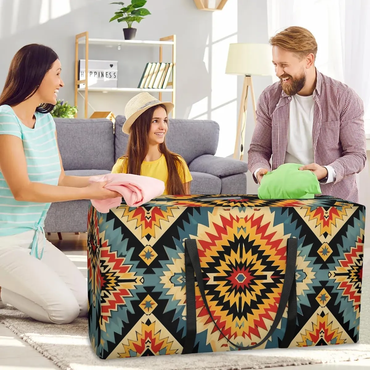 Oversized Moving Bags Aztec Western Waterproof Storage Totes Large Storage Bags for Clothes Packing Bags for Moving Travel & Clothes Storage