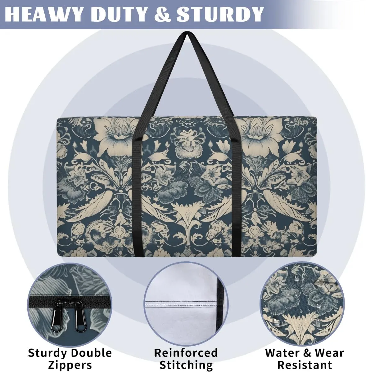 Oversized Moving Bags Ethnic Flower Waterproof Storage Totes Large Storage Bags for Clothes Packing Bags for Moving Travel & Clothes Storage