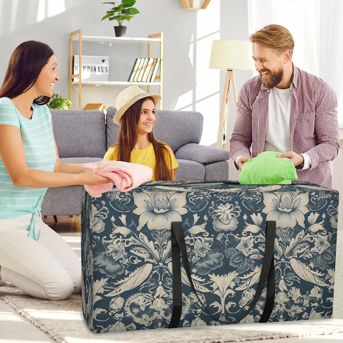 Oversized Moving Bags Ethnic Flower Waterproof Storage Totes Large Storage Bags for Clothes Packing Bags for Moving Travel & Clothes Storage