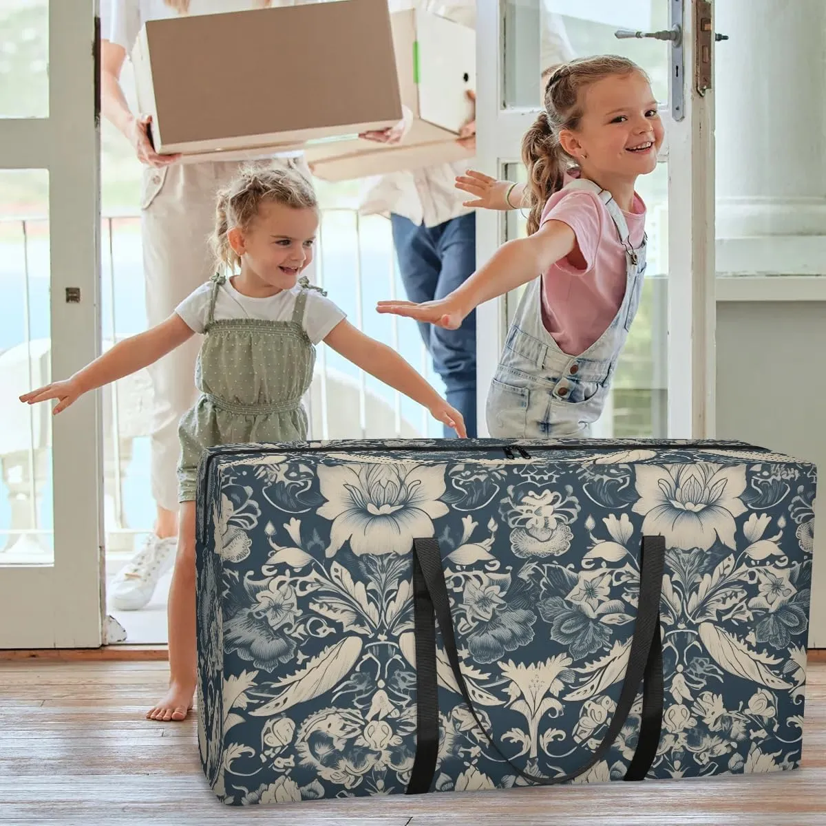 Oversized Moving Bags Ethnic Flower Waterproof Storage Totes Large Storage Bags for Clothes Packing Bags for Moving Travel & Clothes Storage
