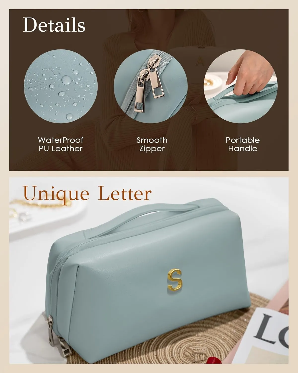 Personalized Makeup Bag, Gifts for Women Teen Girls, PU Leather Waterproof Toiletry Pouch, Thank You Gifts, Birthday Gifts, Festival Gift Idea, Gifts for Best Friend, Mom, Teacher
