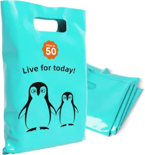 Plastic Bags with Handles,12x15 Merchandise Bags for Small Business,Die-Cut Retail Shopping & Boutique Bags,Vendor Event and Tradeshow Supplies,Live For Today