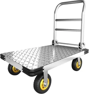 Platform Truck Heavy Duty Push Cart Dolly with 2000 LBS Capacity Foldable Moving Flatbed Cart with 6'' Swivel Wheels Large Steel Platform Dolly Cart for Groceries, Garage, Warehouse (36"X 24")