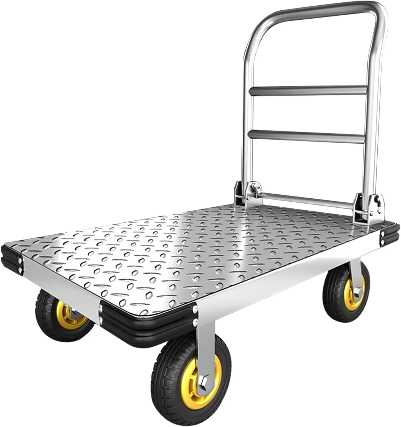 Platform Truck Heavy Duty Push Cart Dolly with 2000 LBS Capacity Foldable Moving Flatbed Cart with 6'' Swivel Wheels Large Steel Platform Dolly Cart for Groceries, Garage, Warehouse (36"X 24")