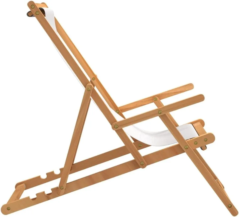 Pool Chair, Front Porch Chairs, Folding Beach Chair, Easy to Clean Suitable for Patio, Patio, Garden, Porch, Balcony Solid Wood Teak Cream