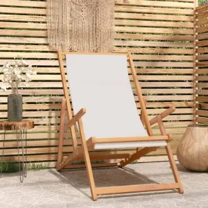 Pool Chair, Front Porch Chairs, Folding Beach Chair, Easy to Clean Suitable for Patio, Patio, Garden, Porch, Balcony Solid Wood Teak Cream