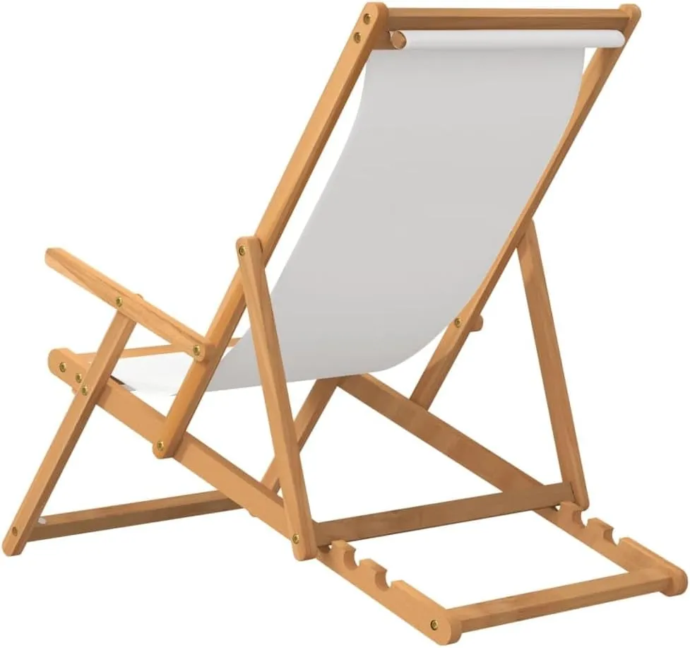 Pool Chair, Front Porch Chairs, Folding Beach Chair, Easy to Clean Suitable for Patio, Patio, Garden, Porch, Balcony Solid Wood Teak Cream