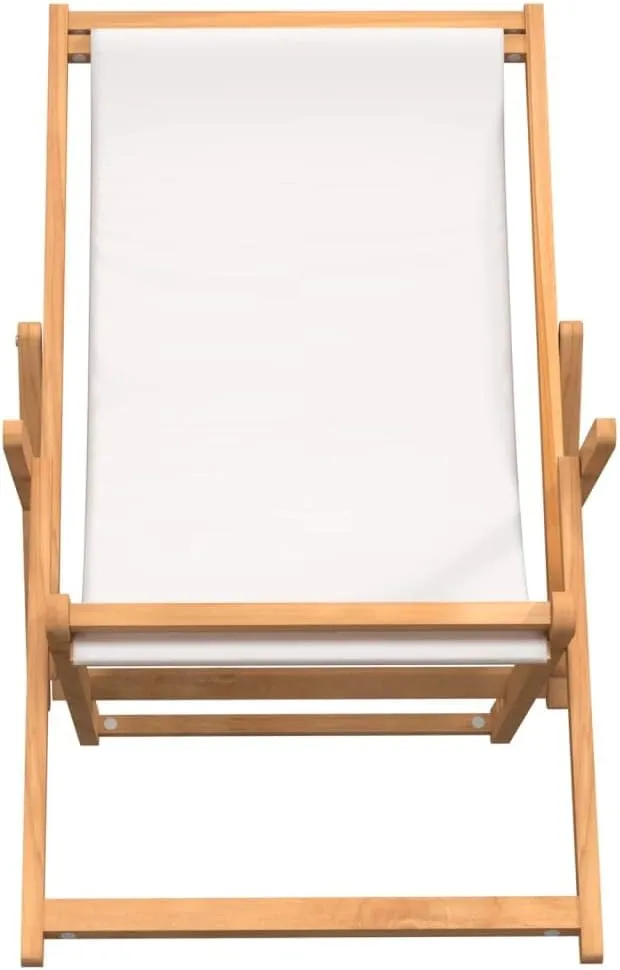 Pool Chair, Front Porch Chairs, Folding Beach Chair, Easy to Clean Suitable for Patio, Patio, Garden, Porch, Balcony Solid Wood Teak Cream