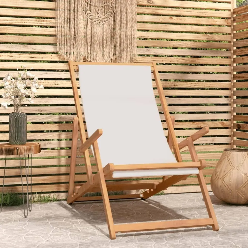 Pool Chair, Front Porch Chairs, Folding Beach Chair, Easy to Clean Suitable for Patio, Patio, Garden, Porch, Balcony Solid Wood Teak Cream