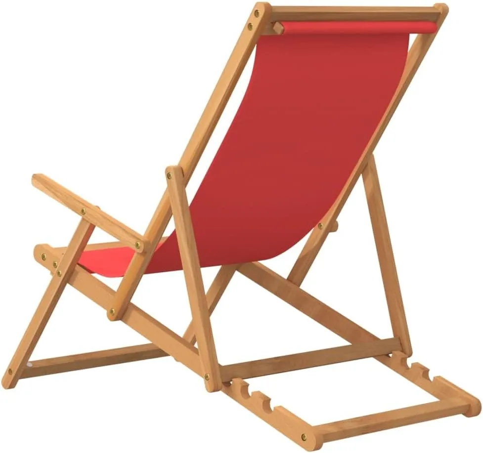Pool Chair, Front Porch Chairs, Folding Beach Chair, Easy to Clean Suitable for Patio, Patio, Garden, Porch, Balcony Solid Wood Teak Red