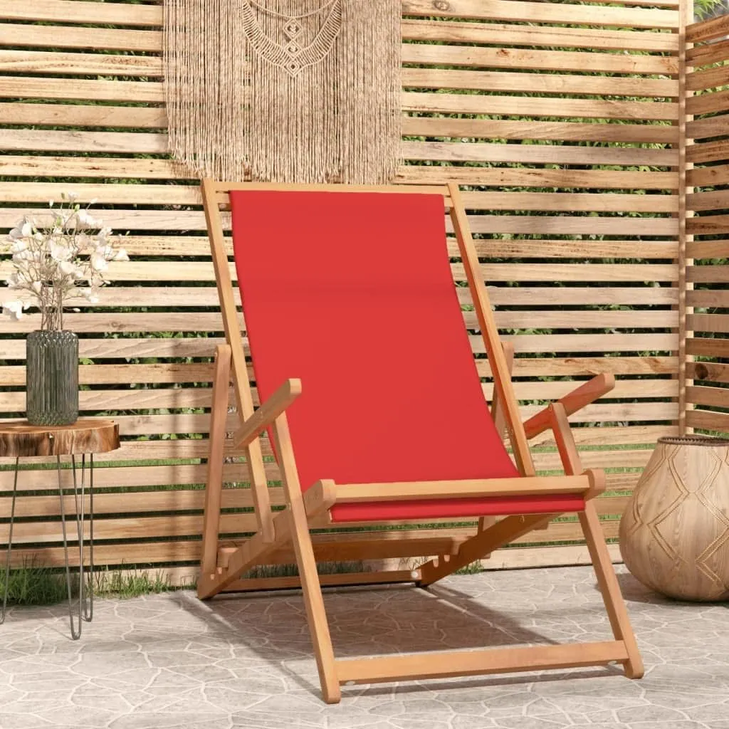 Pool Chair, Front Porch Chairs, Folding Beach Chair, Easy to Clean Suitable for Patio, Patio, Garden, Porch, Balcony Solid Wood Teak Red