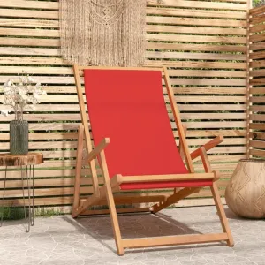 Pool Chair, Front Porch Chairs, Folding Beach Chair, Easy to Clean Suitable for Patio, Patio, Garden, Porch, Balcony Solid Wood Teak Red