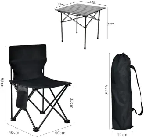 Portable Camping Table, Roll Top with 4 Chairs Iron Folding Lightweight Table Carry Bag for Picnic, Beach, Fishing, Hiking, Fishing,Blue