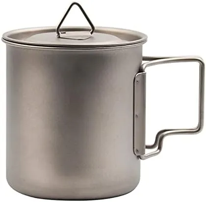 POVCZWXSS 1PC Pure Titanium Mug With Lid For Outdoor Camping Portable Water Cup(420ML)