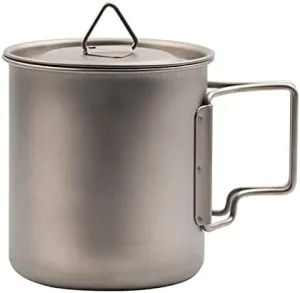 POVCZWXSS 1PC Pure Titanium Mug With Lid For Outdoor Camping Portable Water Cup(420ML)