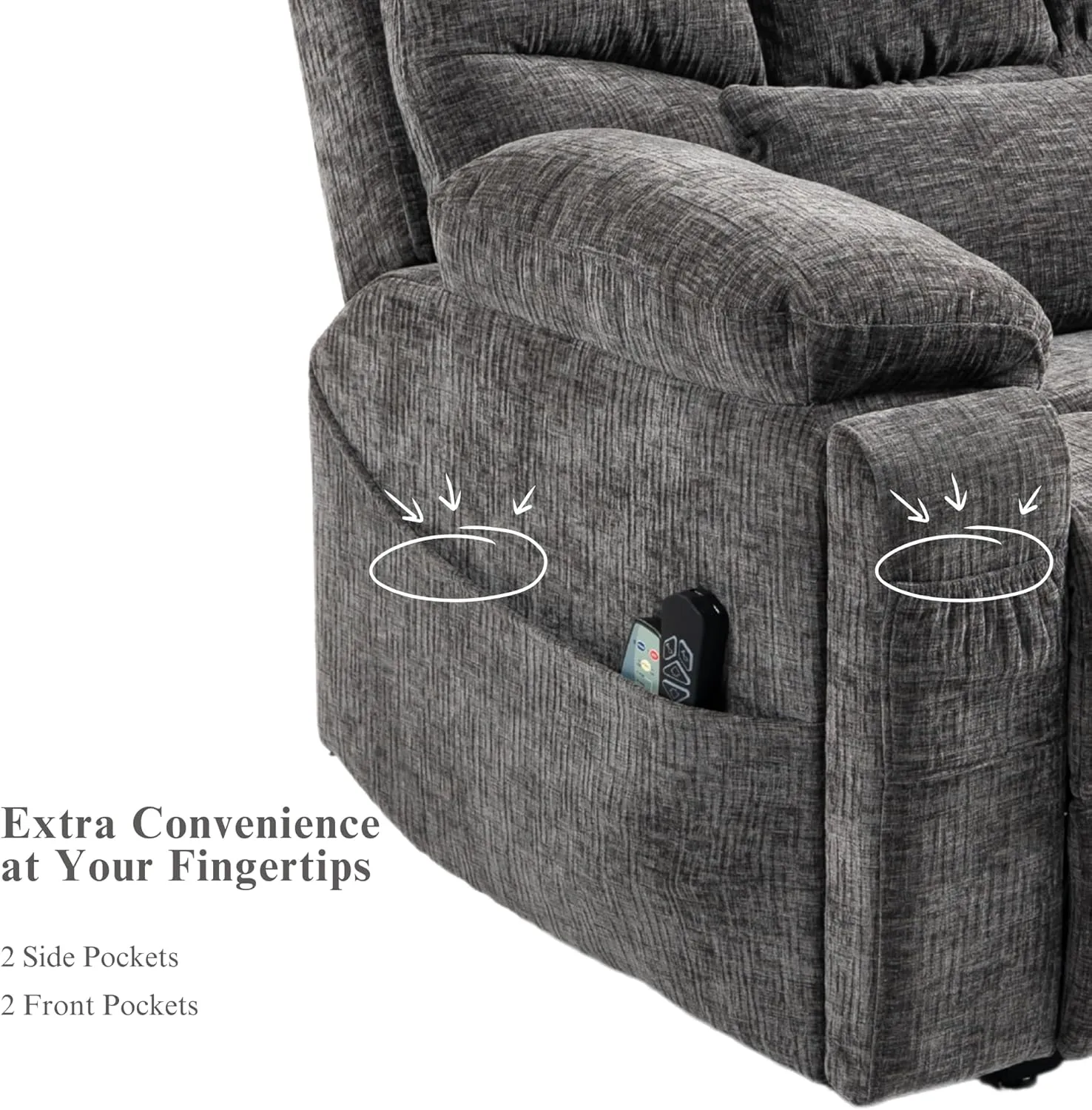 Power Lift Recliner for Elderly Adults, Infinite Position Lay Flat Recliner with Heat & Massage, Cup Holder & Wireless Phone Charger, USB Type C Charging, Dual Motor Lift Chair 400 lbs