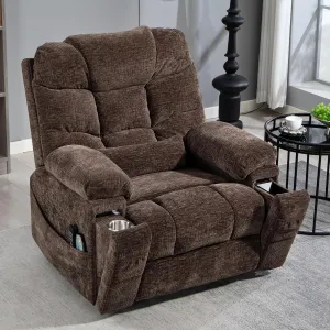 Power Lift Recliner for Elderly Adults, Infinite Position Lay Flat Recliner with Heat & Massage, Cup Holder & Wireless Phone Charger, USB Type C Charging, Dual Motor Lift Chair 400 lbs