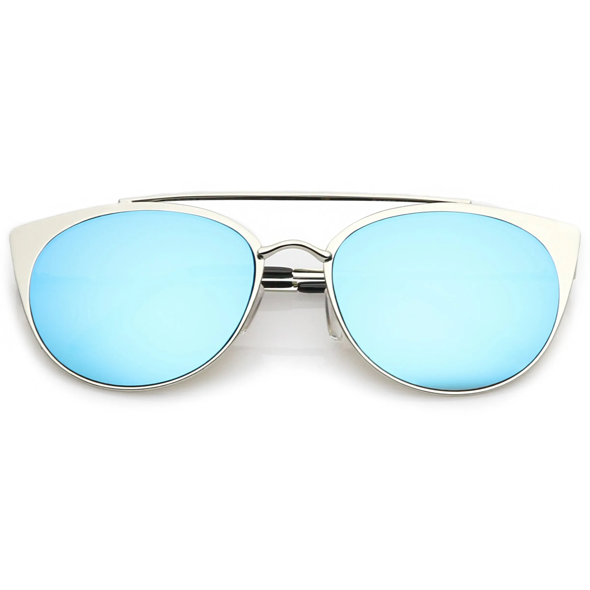Premium Laser Cut Half Frame Flat Mirrored Lens Sunglasses C364