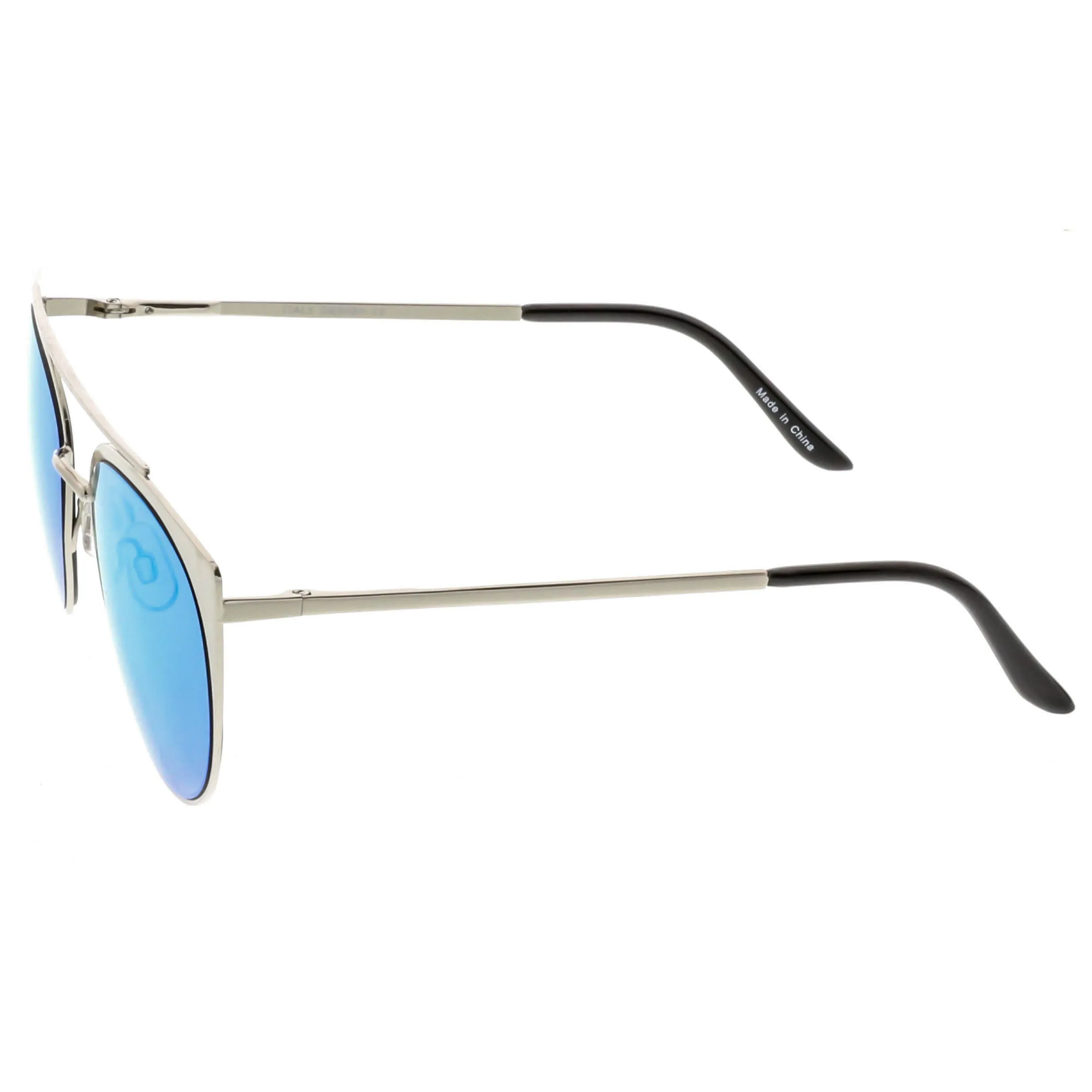 Premium Laser Cut Half Frame Flat Mirrored Lens Sunglasses C364