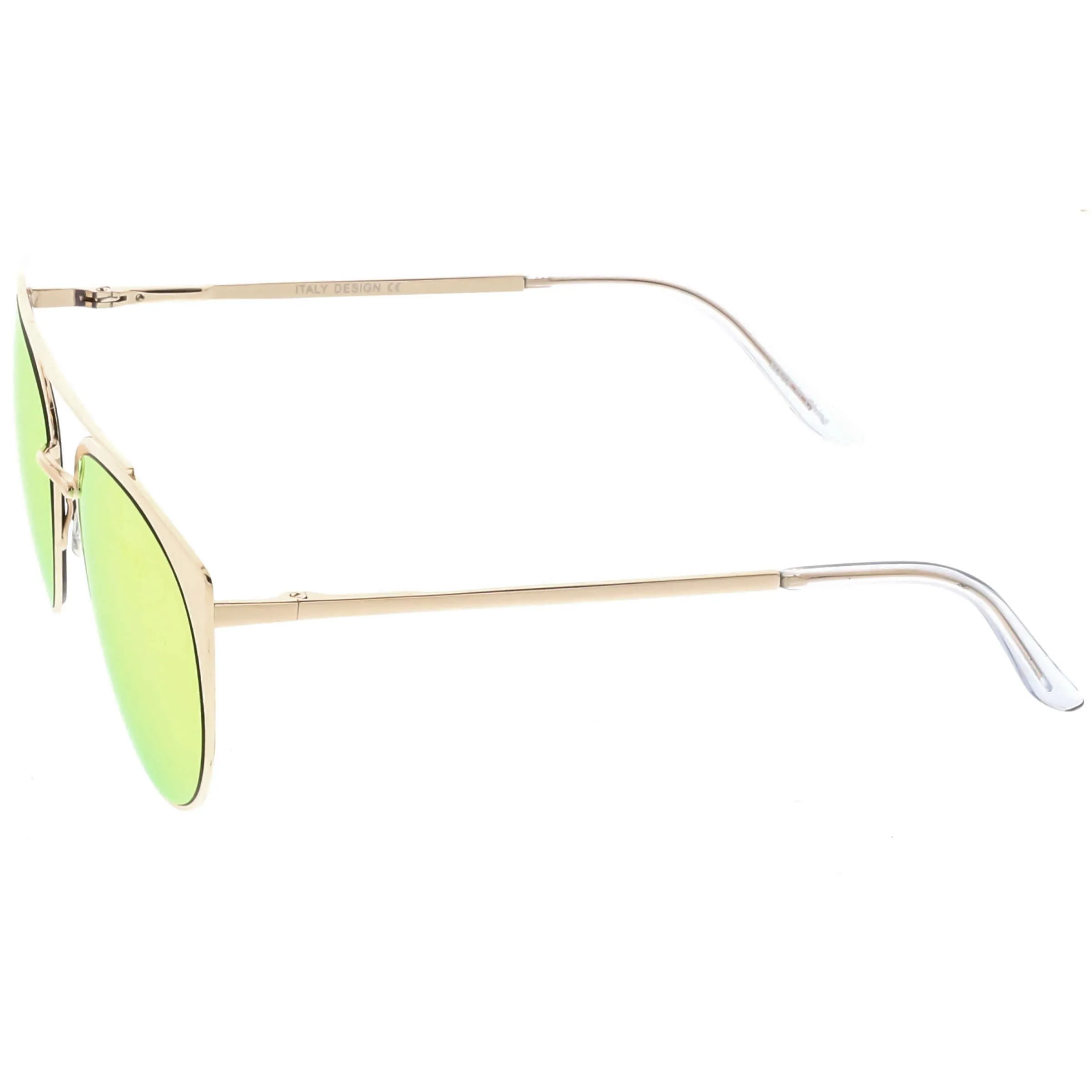 Premium Laser Cut Half Frame Flat Mirrored Lens Sunglasses C364