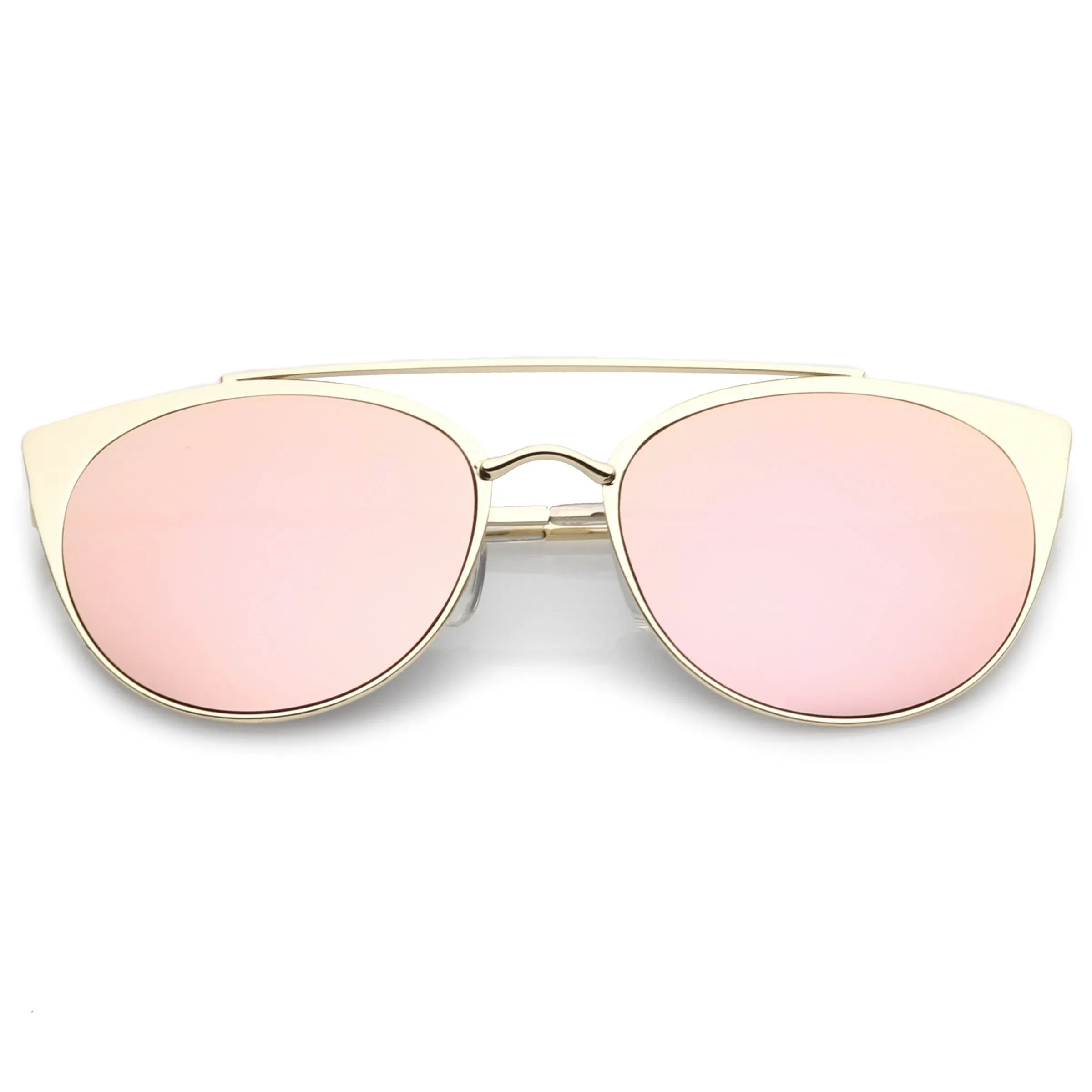Premium Laser Cut Half Frame Flat Mirrored Lens Sunglasses C364