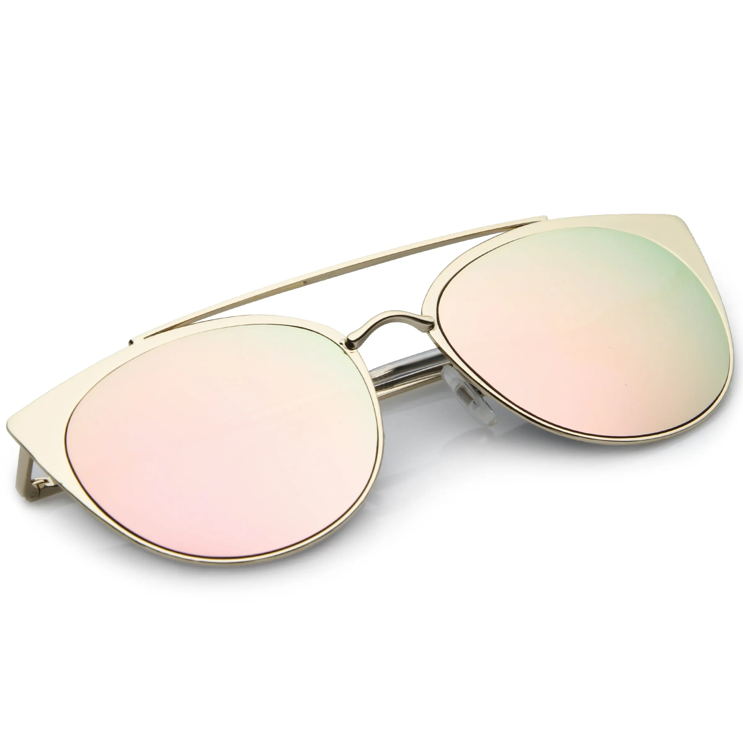 Premium Laser Cut Half Frame Flat Mirrored Lens Sunglasses C364