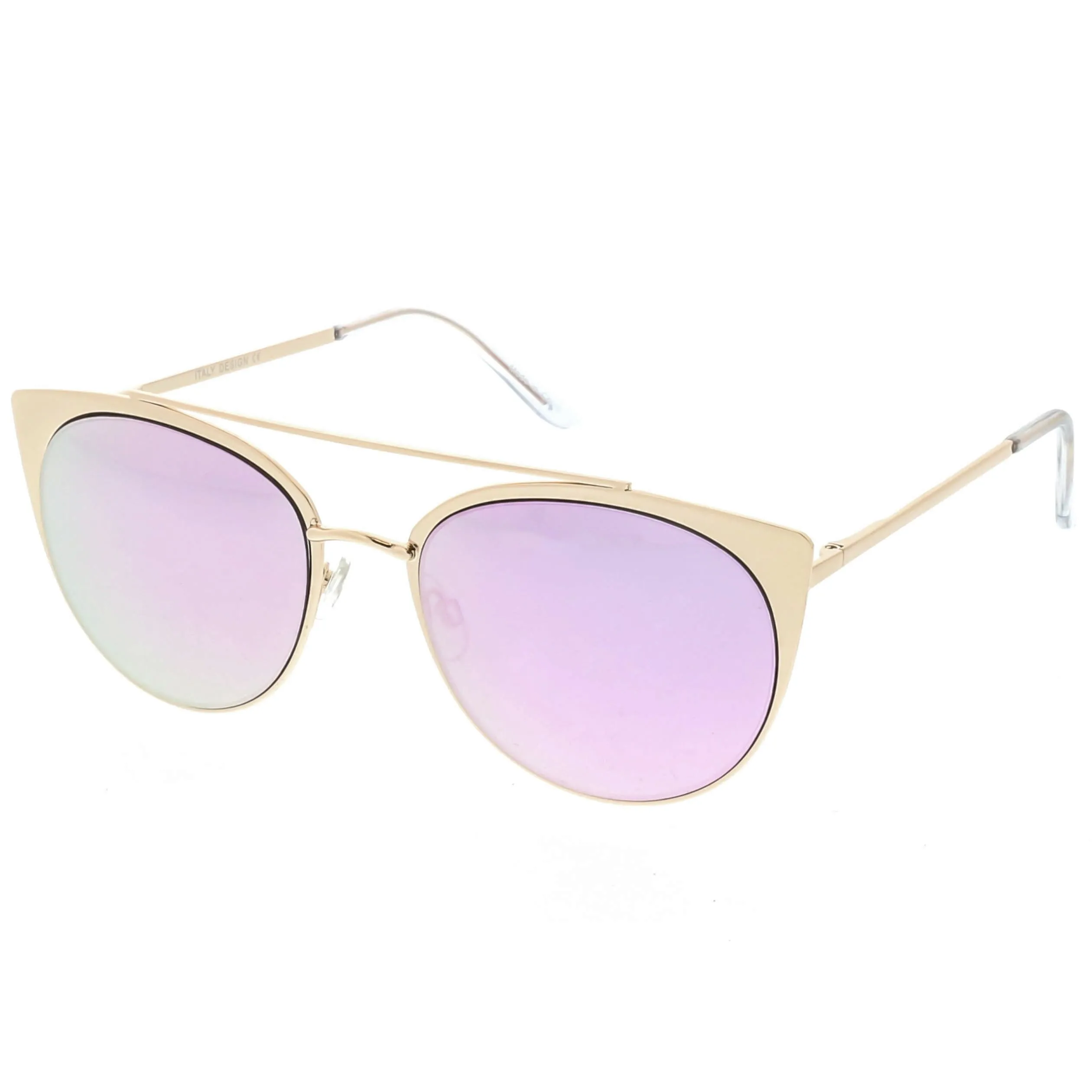 Premium Laser Cut Half Frame Flat Mirrored Lens Sunglasses C364
