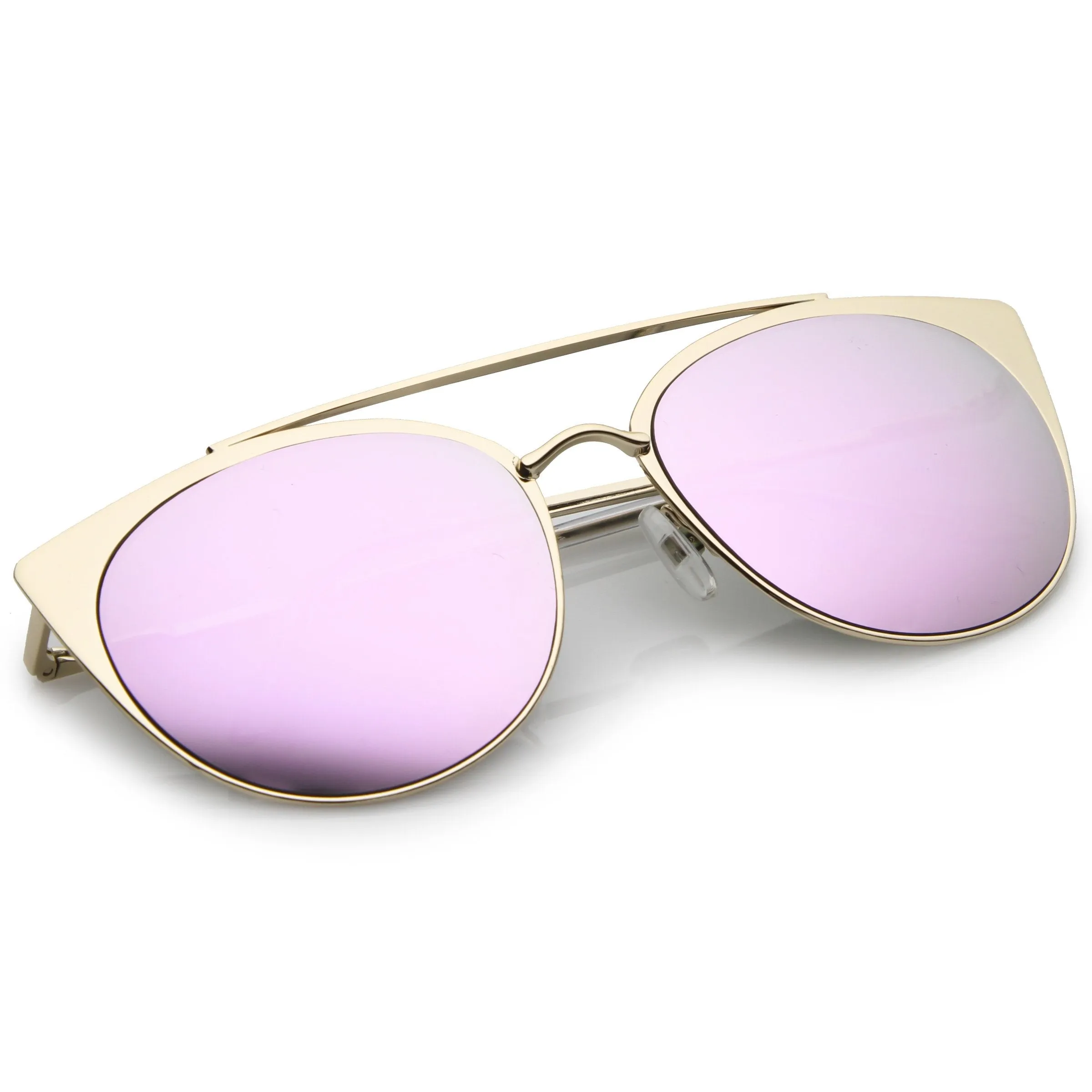 Premium Laser Cut Half Frame Flat Mirrored Lens Sunglasses C364