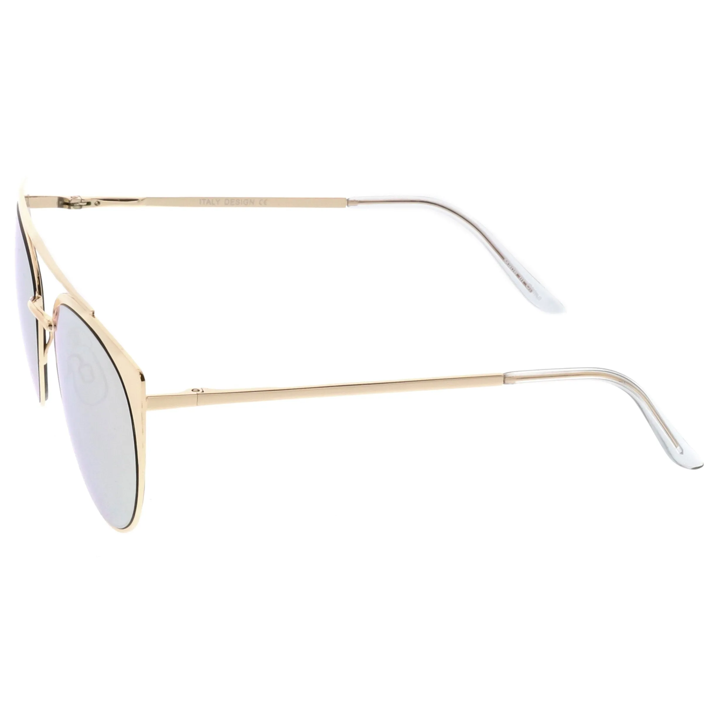 Premium Laser Cut Half Frame Flat Mirrored Lens Sunglasses C364