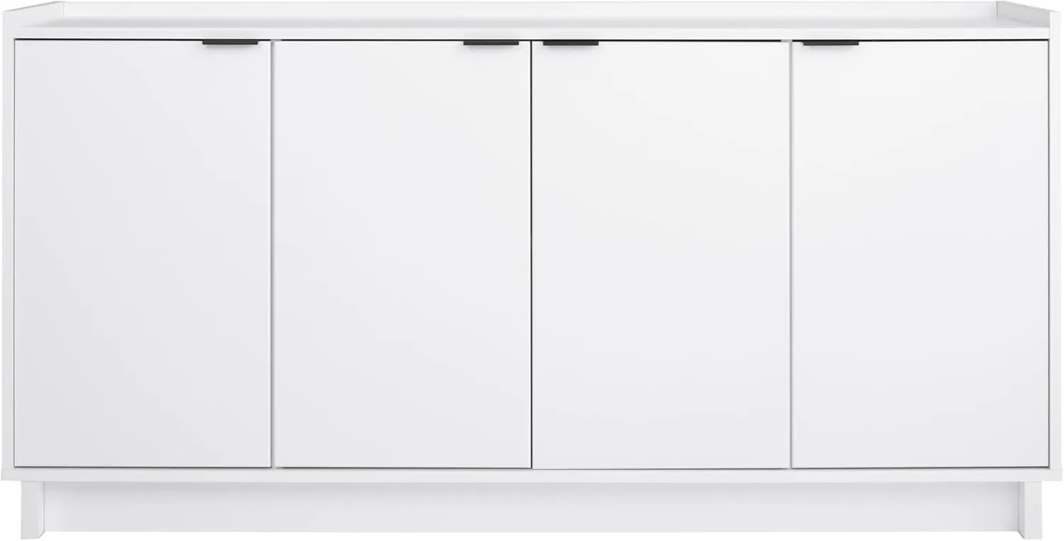 Prepac Simply Modern 4 Door Console Table with Storage, White Storage Cabinet with Doors and Shelves, Sideboard Storage Cabinet 60" W x 30" H x 16" D, WCBG-1820-1