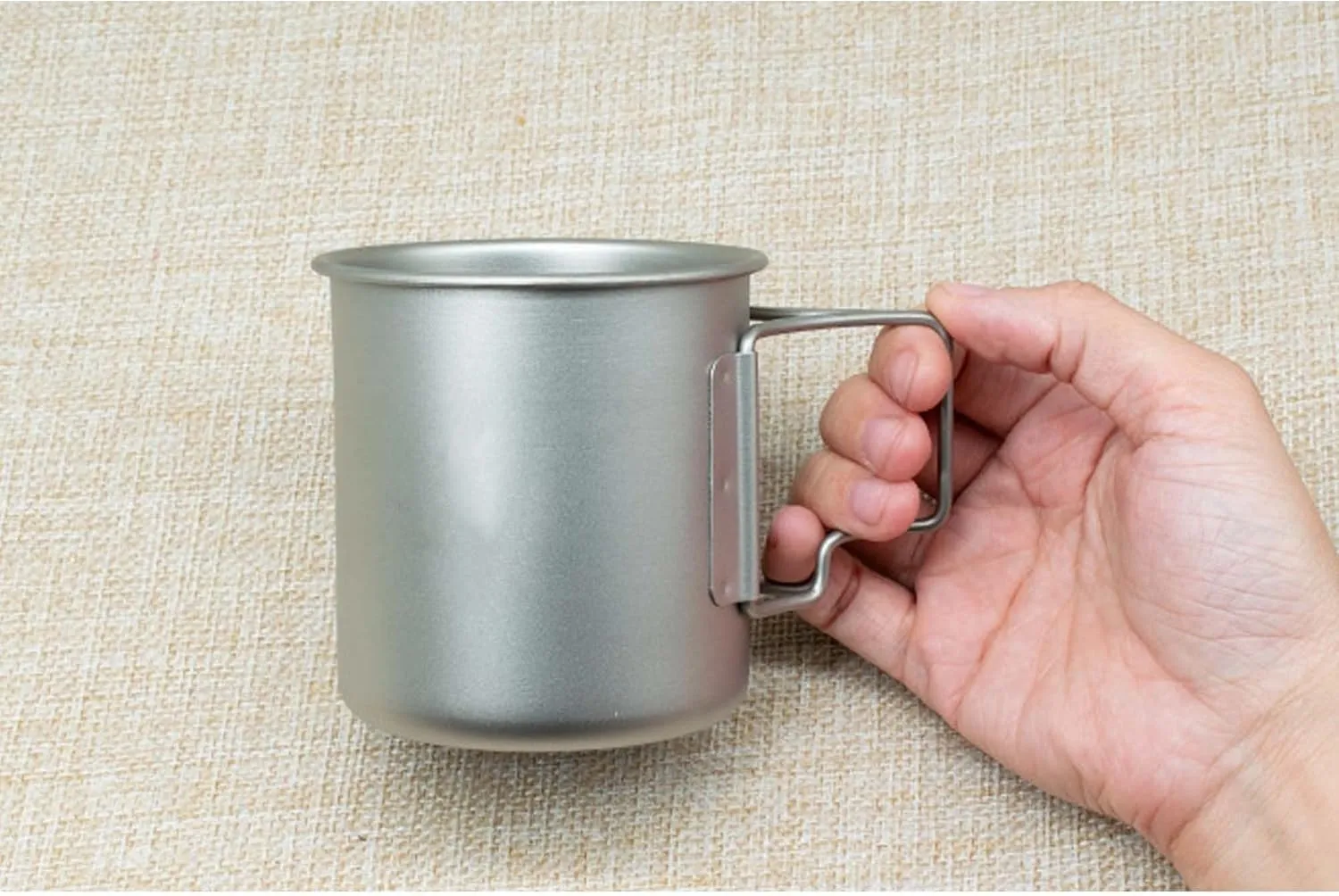 Pure Titanium Mug Outdoor Folding Portable Titanium Alloy Mug(420ML B)