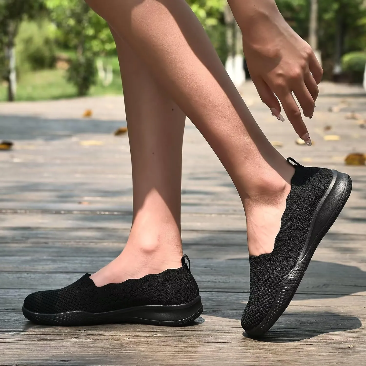 Puxowe Women's Casual Slip on Walking Shoes-Lightweight Knit Loafer