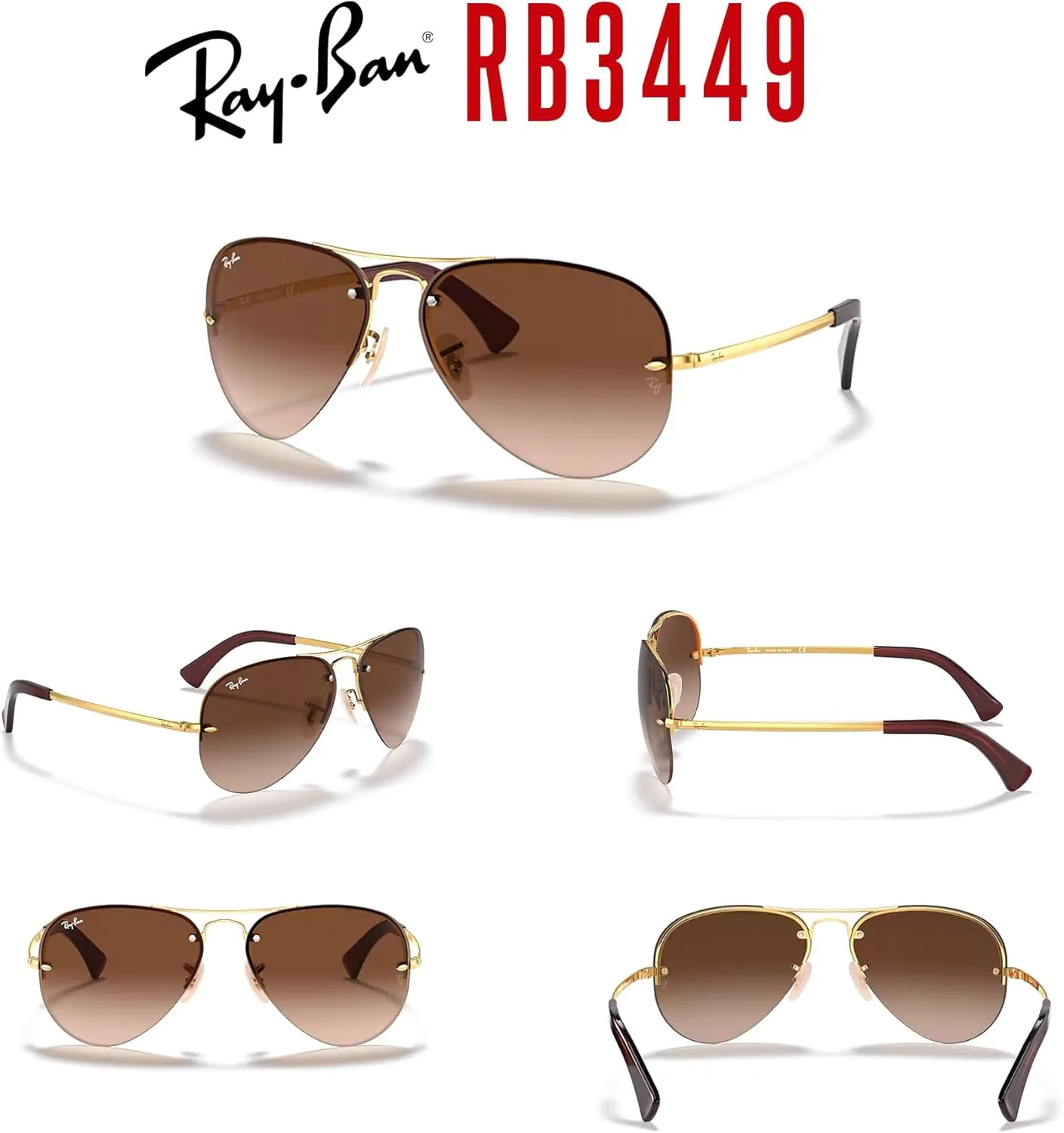 Ray-Ban RB3449 Aviator Sunglasses For Men For Women   BUNDLE with Designer iWear Eyewear Care Kit