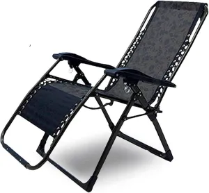Recliner Folding Deck Chair, Adjustable Outdoor Lounge Chair with Pillow, for Patio, Garden, Beach, Poolside, and Camping