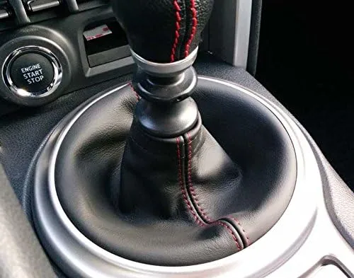 RedlineGoods Shift Boot Compatible with Subaru BRZ 2012-21. Tailor Made - not Universal. Genuine top-Grade Italian Black Suede (Alcantara) with Blue Thread