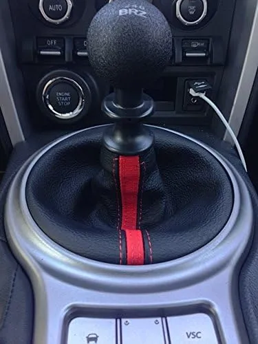 RedlineGoods Shift Boot Compatible with Subaru BRZ 2012-21. Tailor Made - not Universal. Genuine top-Grade Italian Black Suede (Alcantara) with Blue Thread