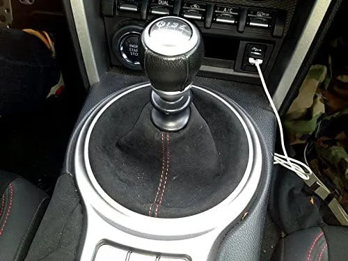 RedlineGoods Shift Boot Compatible with Subaru BRZ 2012-21. Tailor Made - not Universal. Genuine top-Grade Italian Black Suede (Alcantara) with Blue Thread