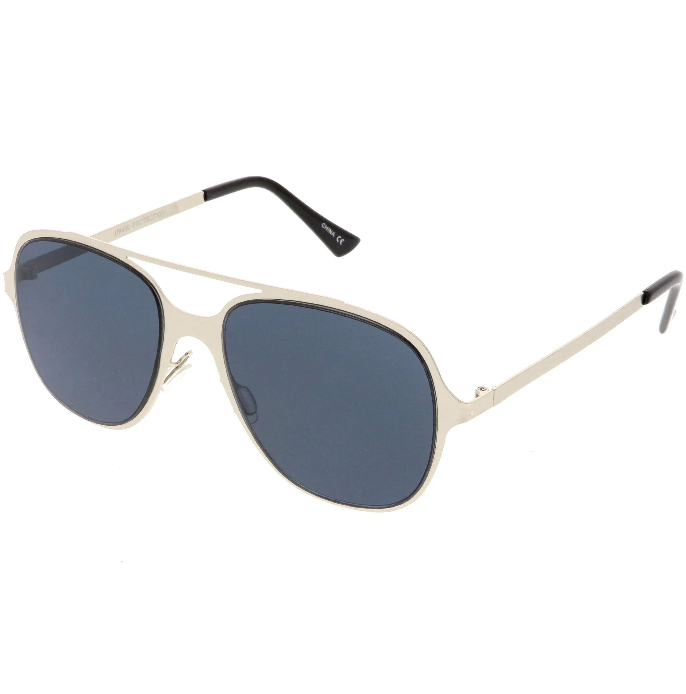 Retro Modern Minimalist Flat Lens Aviator Sunglasses C311