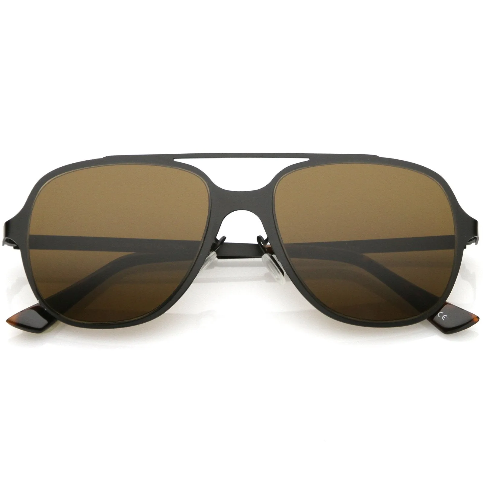 Retro Modern Minimalist Flat Lens Aviator Sunglasses C311