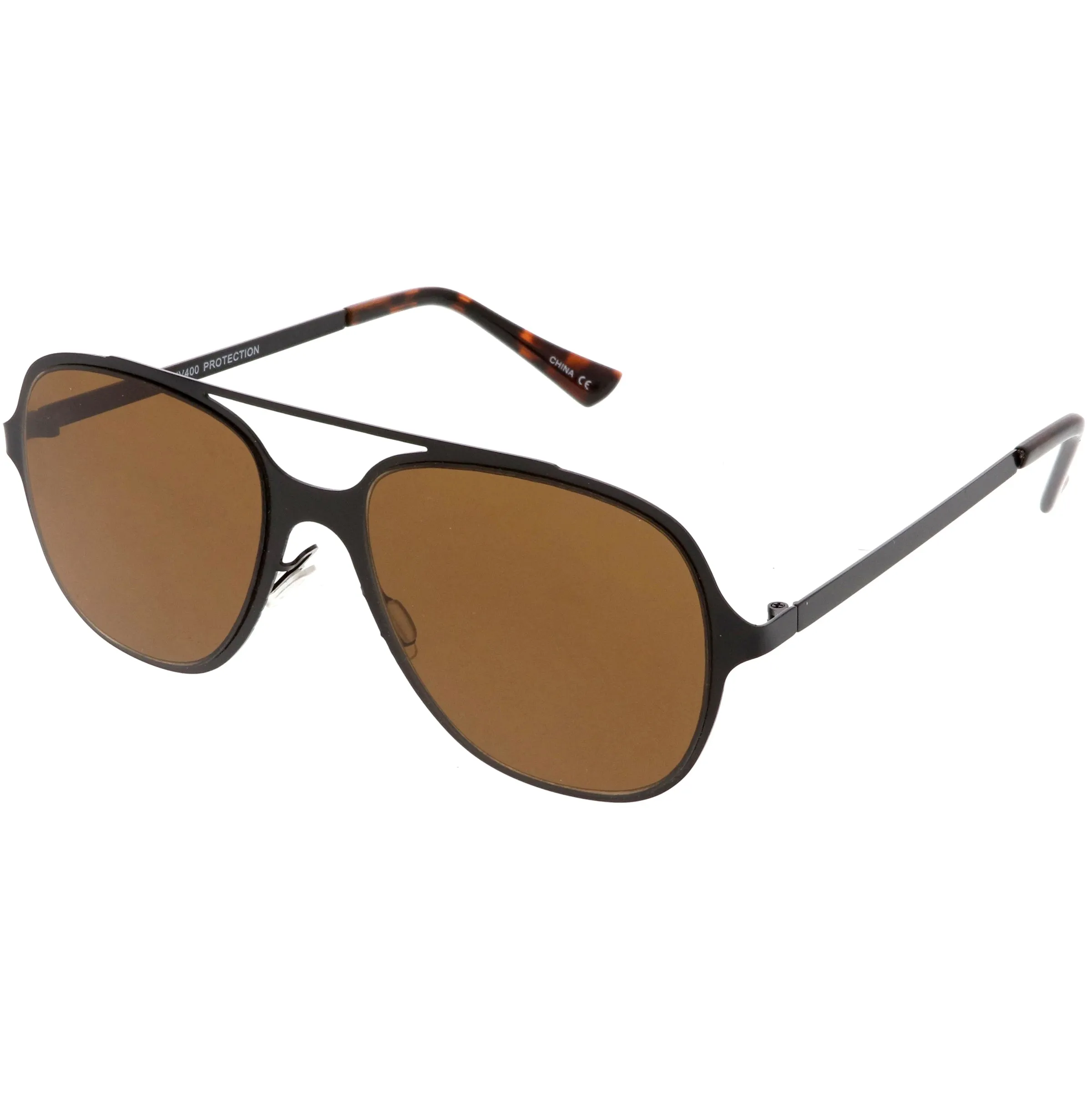 Retro Modern Minimalist Flat Lens Aviator Sunglasses C311