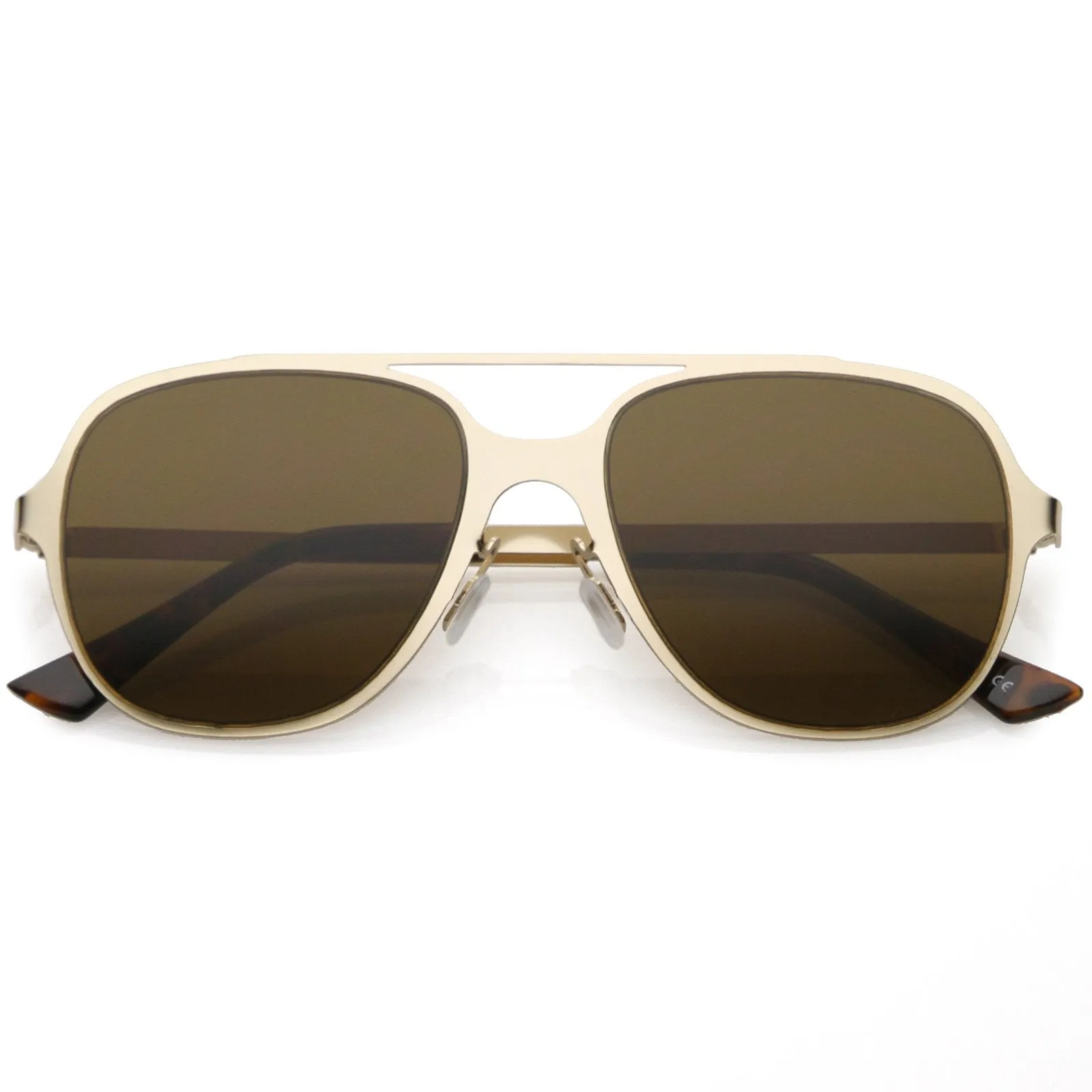 Retro Modern Minimalist Flat Lens Aviator Sunglasses C311