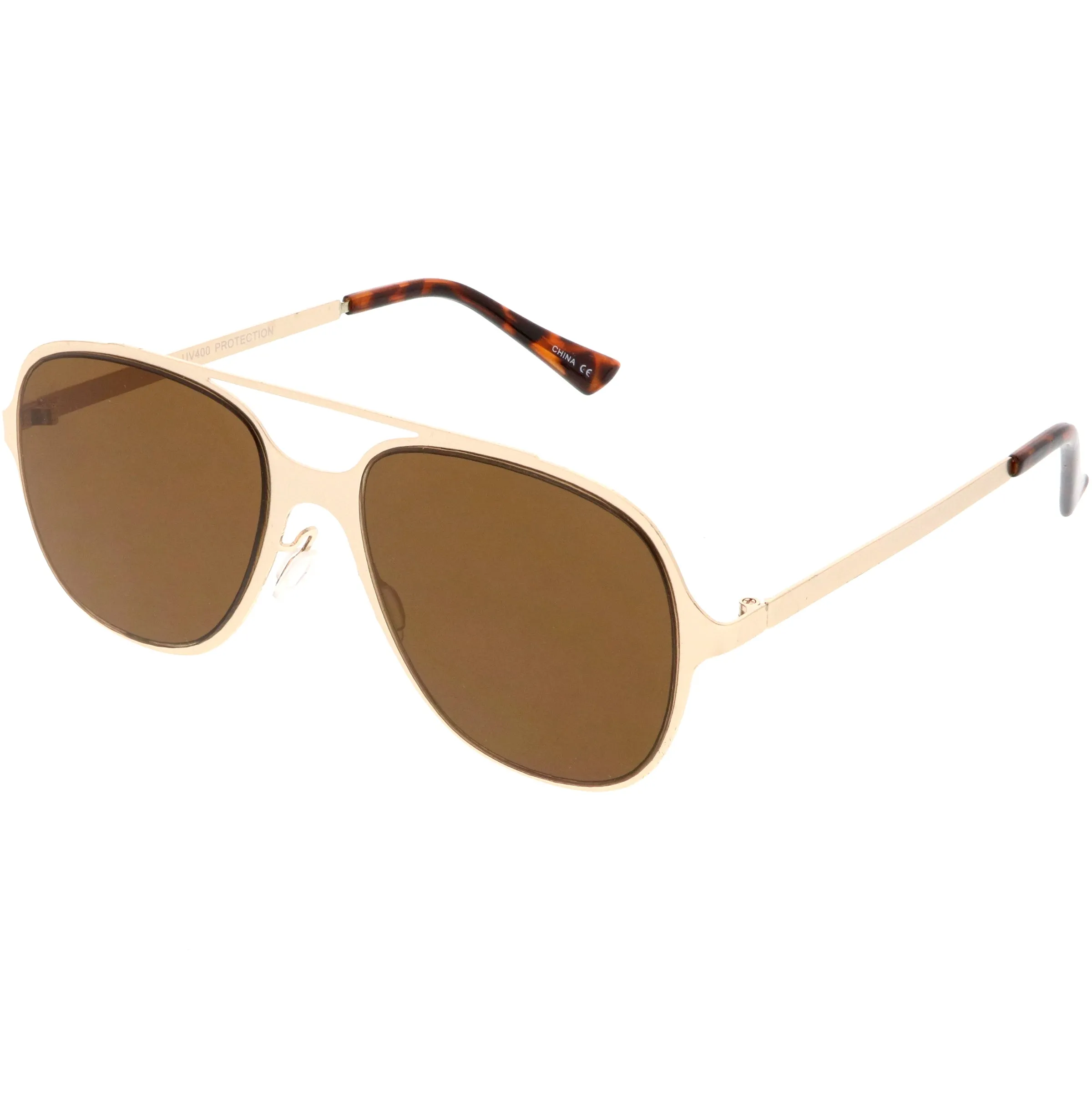 Retro Modern Minimalist Flat Lens Aviator Sunglasses C311
